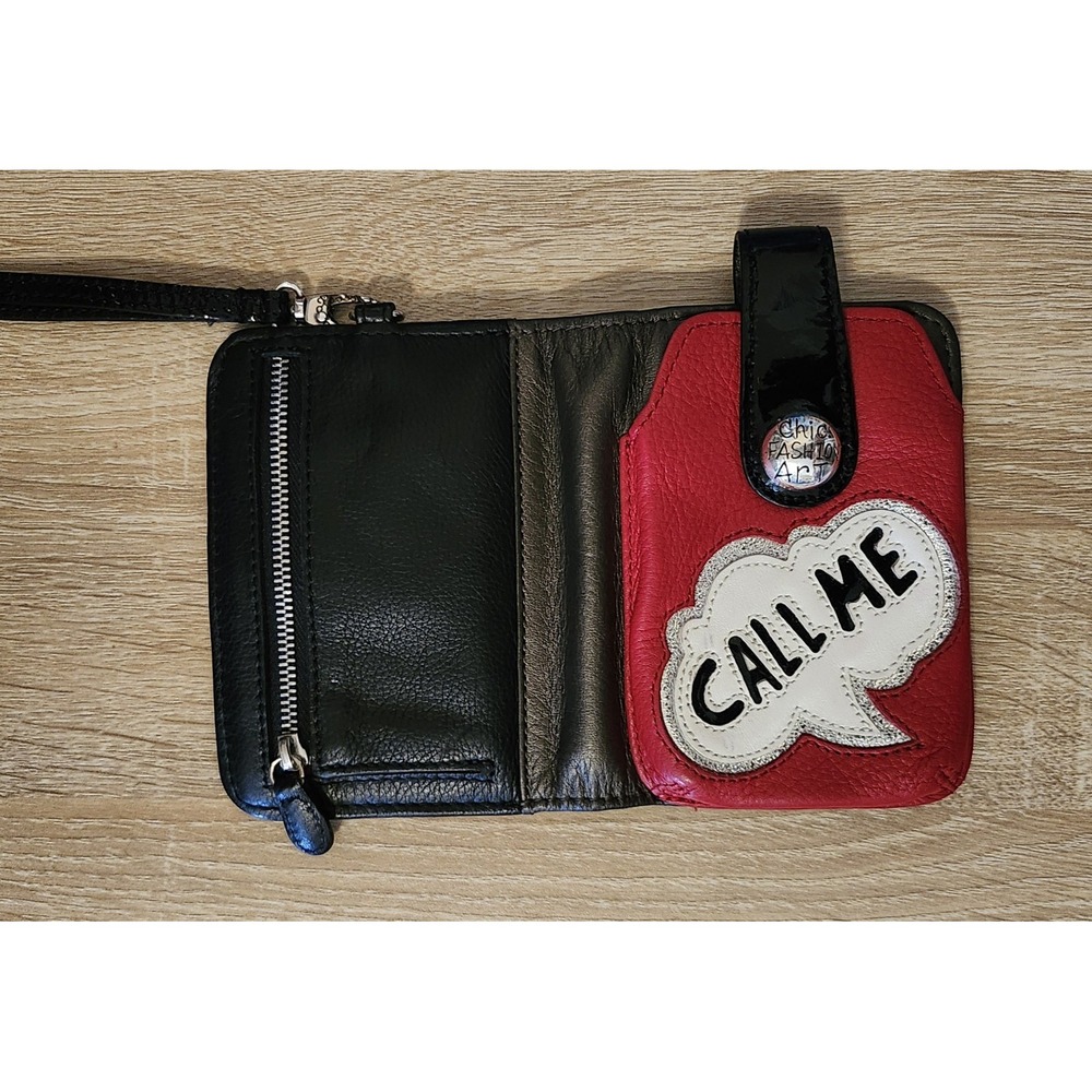 Brighton Wallet Wristlet Call Me Red Black Leather Compact